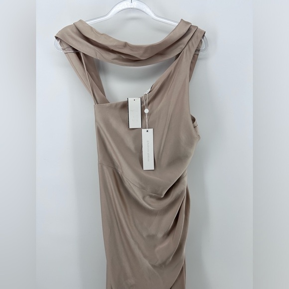 $795 Jonathan Simkhai Women Beige Sahara One-Shoulder Column Gown Dress Size 8 - Picture 14 of 16